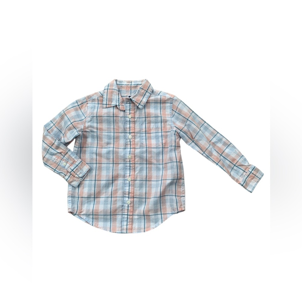Janie and Jack Size 4 Pastel Plaid Poplin Button Down Dress Shirt